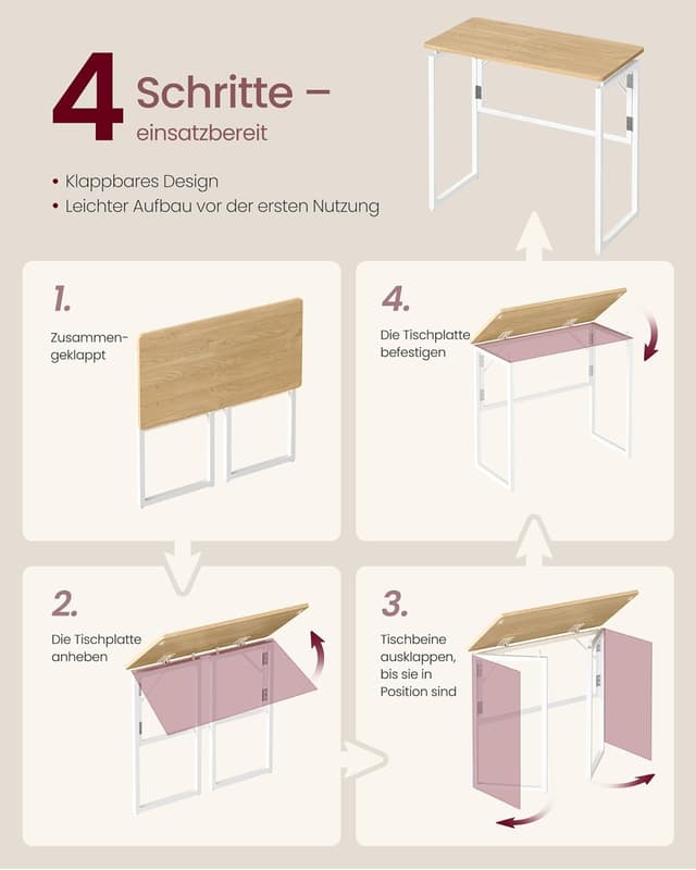 Thumbnail 6 de VASAGLE Klapptisch 80x40 cm