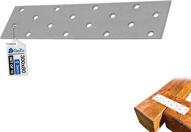 Detalle de GeZu Impex lot de 10 plaques de jonction en métal galvanisé 80 x 300 mm (ép. 2 mm)