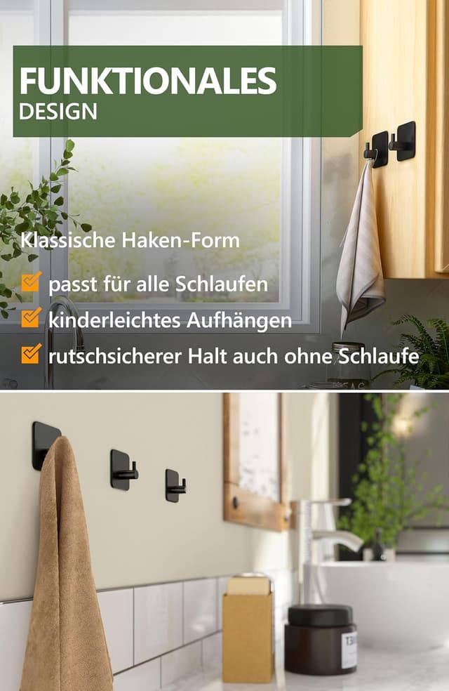 Thumbnail 3 de 4smile Handtuchhalter 6er Set, selbstklebend schwarz