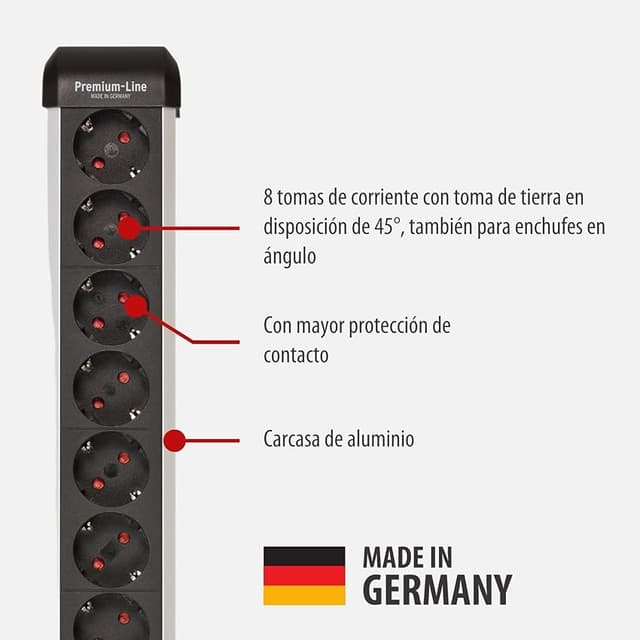 Thumbnail 1 de Brennenstuhl Premium-Protect-Line regleta 8 tomas, 3 m 🔌