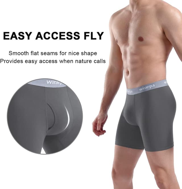 Detalle 2 de wirarpa Boxer da uomo in cotone elasticizzato con apertura, confezione da 4