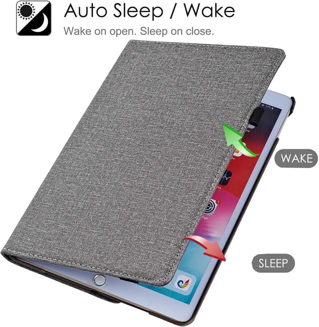 Detalle de RLINGX Schutzhülle für iPad Air 2 / Air 1 / iPad 9,7 (2018/2017) mit 360°-Drehfunktion und Auto Schlaf/Wach (A-Grey)