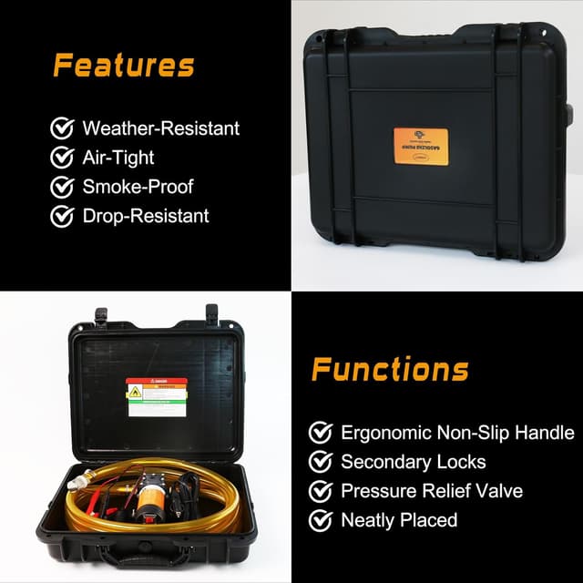 Detalle de Steauty 12V Fuel Transfer Pump (80W) with Cigarette Lighter Plug & Carrying Case