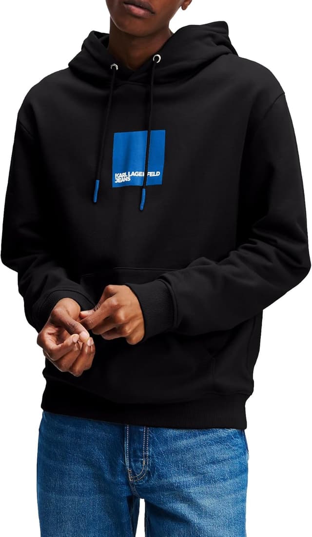 Detalle de Karl Lagerfeld Jeans Herren Box Logo Hoodie mit normaler Passform (Forest Night)