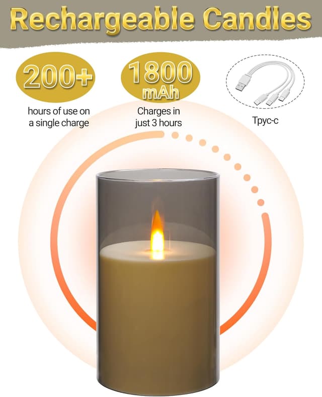 Thumbnail 6 de Da by Vela Recargable Sin Llama con Control Remoto 🕯️ (Juego de 3)