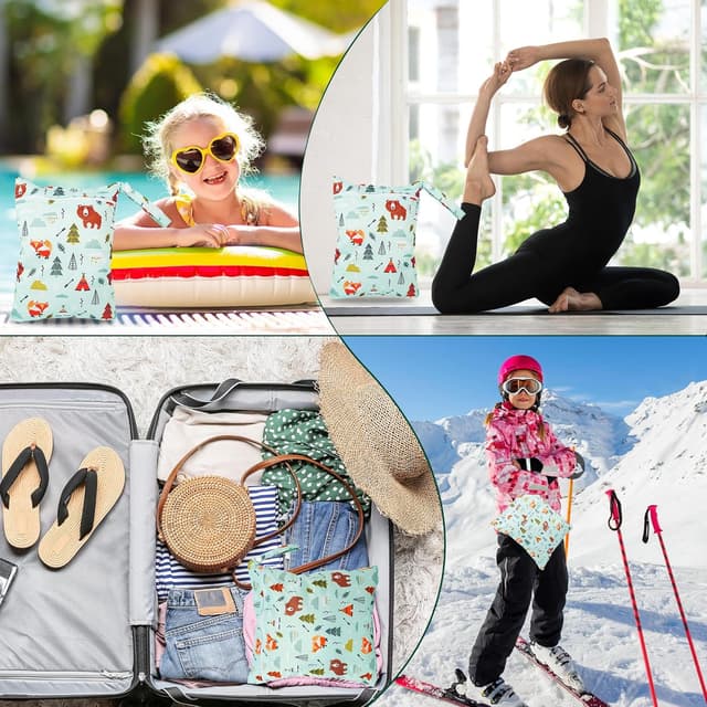 Thumbnail 6 de Rinfency Wetbag Set (3-teilig) „Zoo“ – große nasse Täsche für Kindergarten, Schwimmen & Windeln