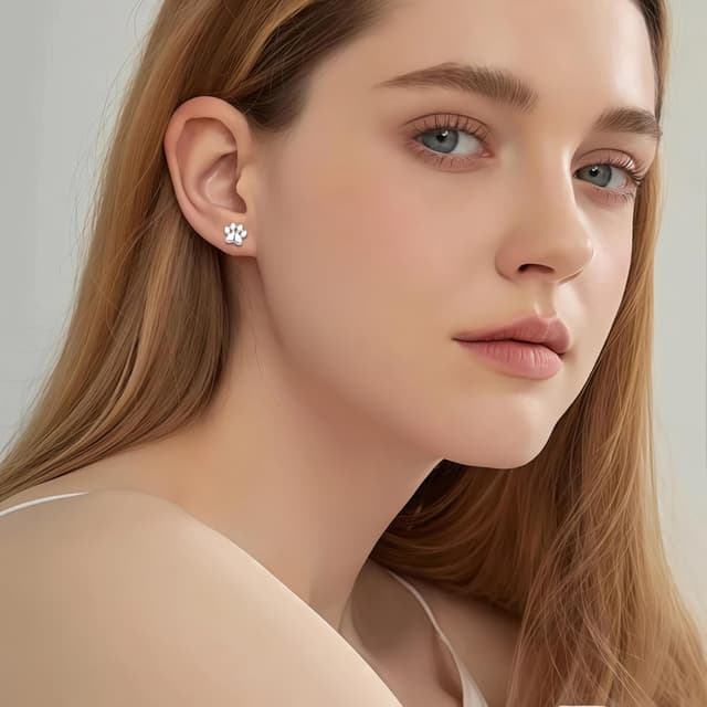 Detalle 2 de Cangall Ohrstecker Silber 925 Klein mit Zirkonia – Blumen/Paw/Unendlichkeit/Kreuz