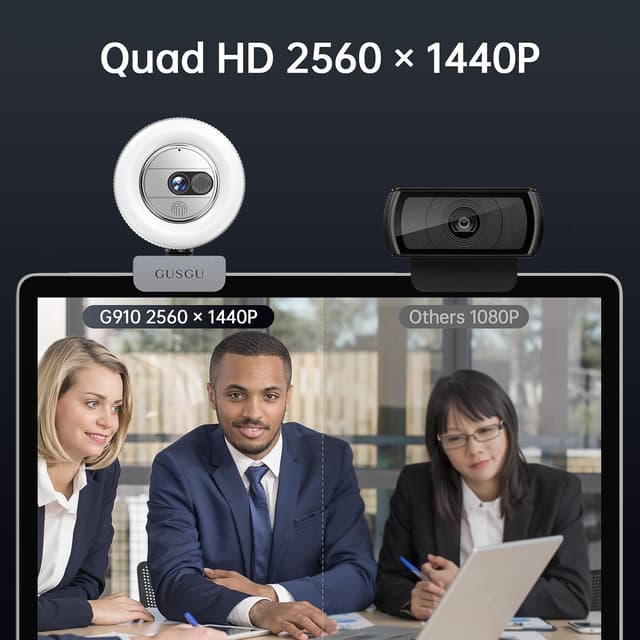 Thumbnail 1 de GUSGU G910 2K Quad HD Webcam with Mic and Light
