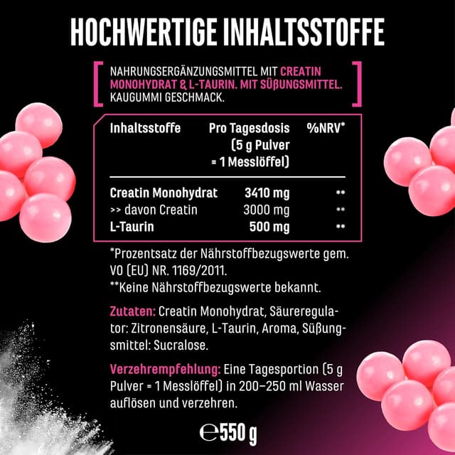 Thumbnail 5 de Flavoured Creatine Pulver 550 g – Monohydrat mit L-Taurin