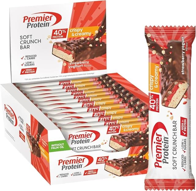 Imagen de Premier Protein Bar de Yogur y Fresa 🍓, 12x40g, Bajo Azúcar en OfertitasTOP
