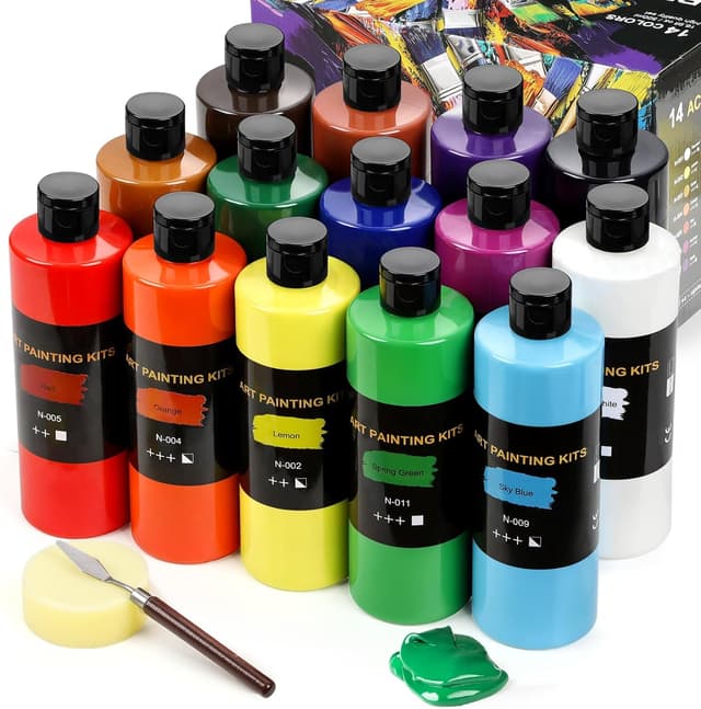 Detalle de Color More TMOL Acrylfarben-Set mit 14 x 500 ml – wasserdicht, lichtbeständig & schnell trocknend