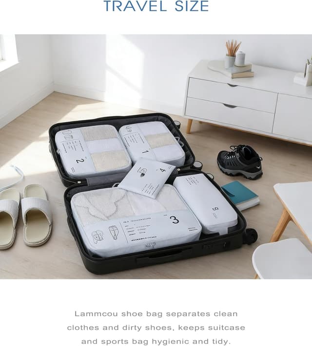 Detalle de Lammcou wasserdichter Schuhbeutel-Set (2er) für Reise, Gym & Schwimmen, mit Reißverschluss, 32x15x12 cm