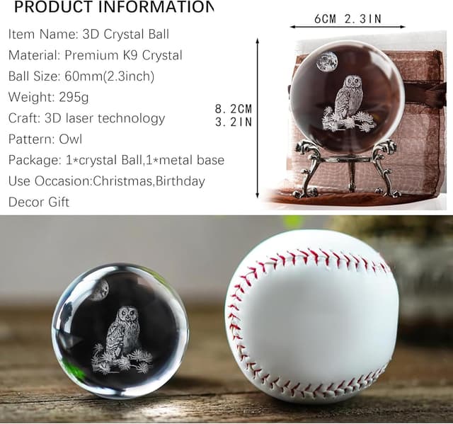 Thumbnail 1 de 3D Owl Crystal Ball Gift for Women