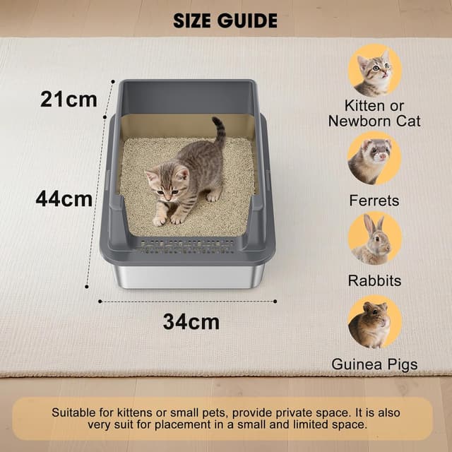 Detalle de FURTIME Stainless Steel Cat Litter Tray 21cm