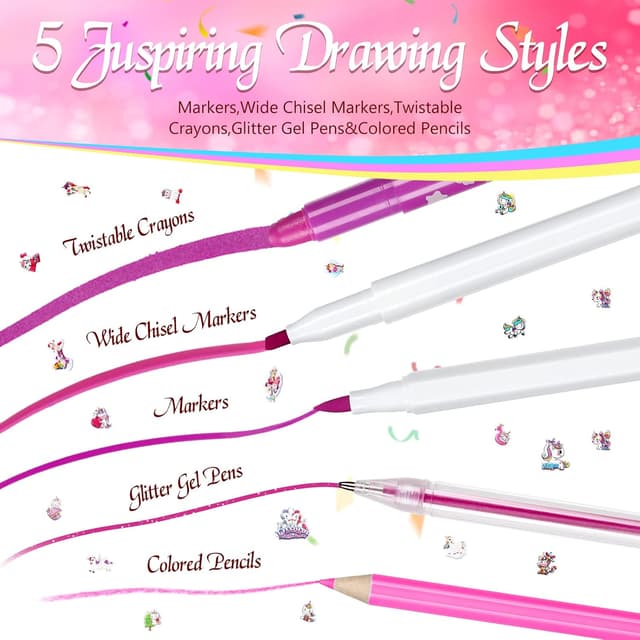 Detalle de Auney Estuche Escolar unicornios 60 piezas