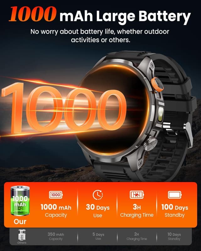 Thumbnail 2 de Military Smart Watch 100 Days Battery Rugged Fitness Tracker