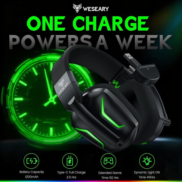 Thumbnail 5 de WESEARY WG1 Gaming-Headset mit 50‑Stunden Akkulaufzeit