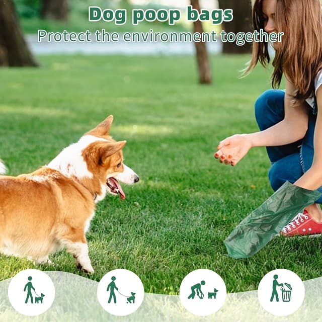 Detalle de OIRLVCE 240 sacs à crottes de chien, 24 rouleaux, vert – sans noyau, extra épais et anti-fuite