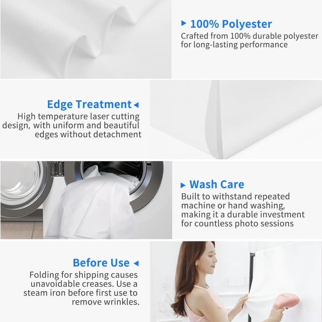 Thumbnail 3 de HEMMOTOP 5x6.56 ft white photo backdrop