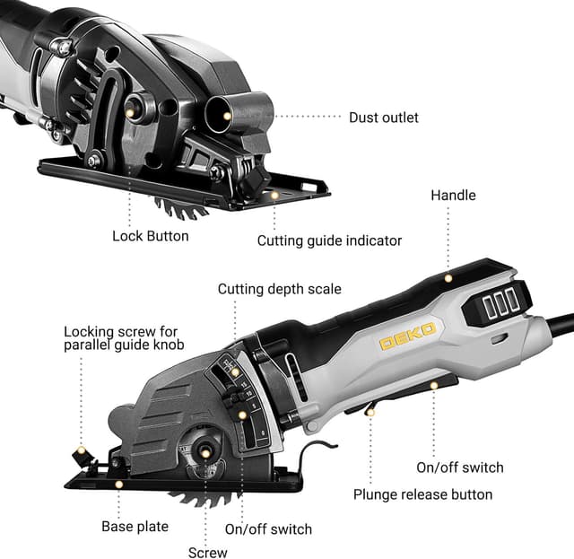 Detalle 2 de DEKOPRO Mini Circular Saw 600W 85mm