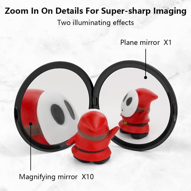 Detalle 2 de OSDUE Specchio da Viaggio Portatile bifacciale con ingrandimento (10 cm, 2 lati)