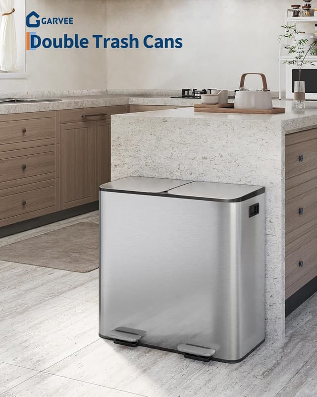 Detalle 2 de GarveeHome 2 x 10.6 gal Stainless Steel Trash Cans ⚙