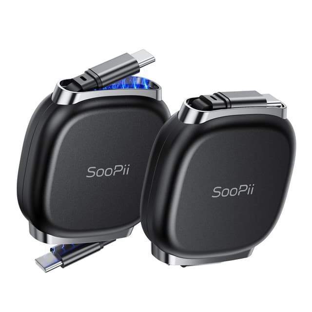 Detalle de SOOPII USB-C to USB-C Retractable Cable (240W, Mag Snap Storage) 2-Pack