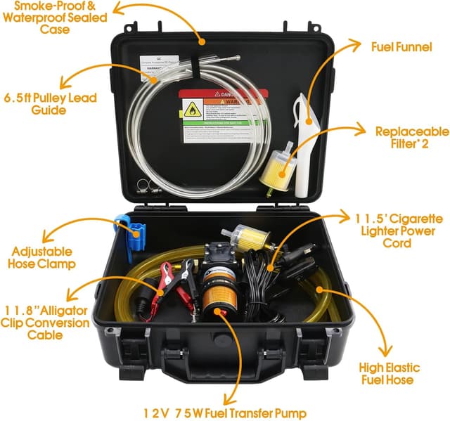Detalle 2 de Steauty 12V 75W Fuel Transfer Pump Set (110GPH, gasoline/diesel)
