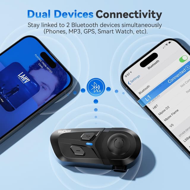 Detalle 2 de WeClear L1 Bluetooth motorcycle headset V5.3