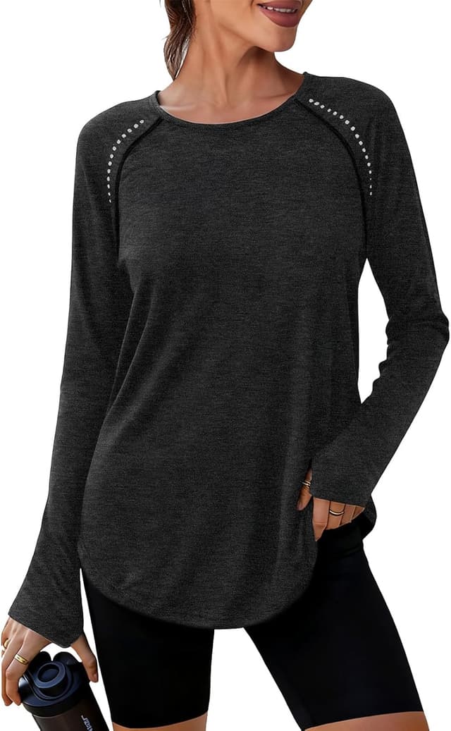 Detalle de Crewhpo Camiseta Deportiva Manga Larga Mujer UPF 50+