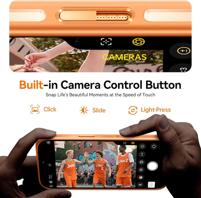 Detalle de Peerock Invisible Lens Stand Case for iPhone 17 Pro (MagSafe) with Camera Control Button — Cosmic Orange