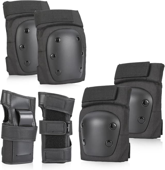 Detalle de BURSUNLY Knieschoner-Set für Kinder & Erwachsene inkl. Ellbogen- und Handgelenkschützern