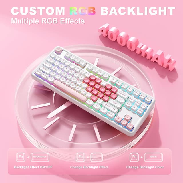 Thumbnail 6 de YUNZII B87 Drahtlose Mechanische Tastatur (QMK/VIA, Gasket, RGB) – 87 Tasten, BT 5.0/2,4G/USB‑C