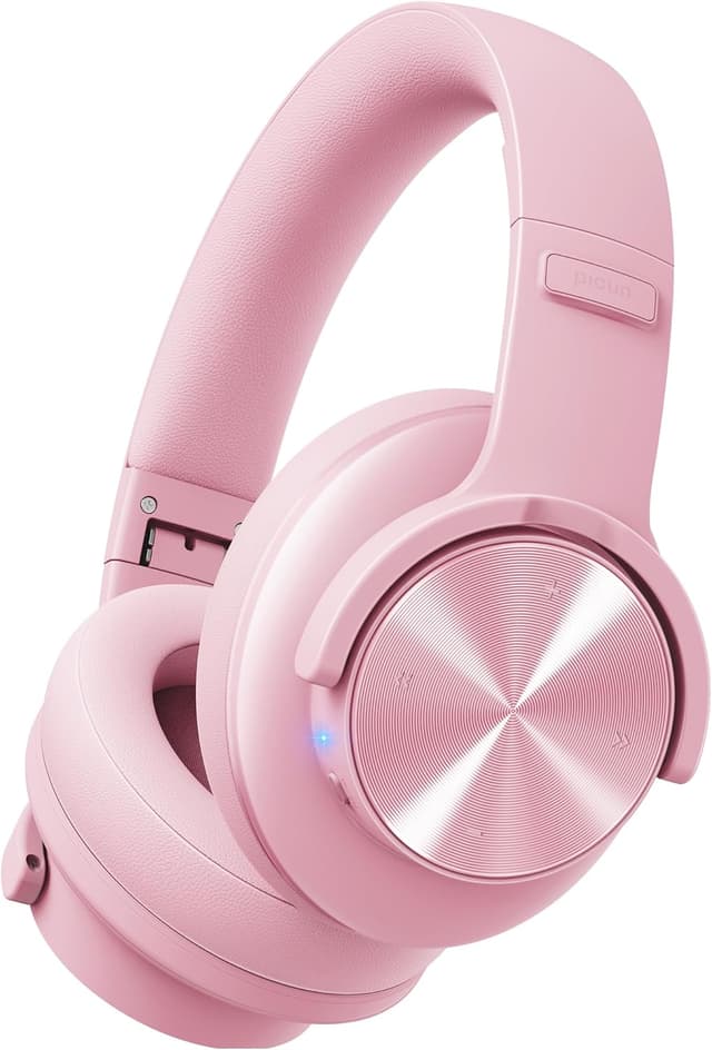 Detalle de Picun B8 Bluetooth-Kopfhörer kabellos (On-Ear/Over-Ear), 3 EQ-Modi, Freisprechen und bis zu 120 Stunden Akku – Rosa