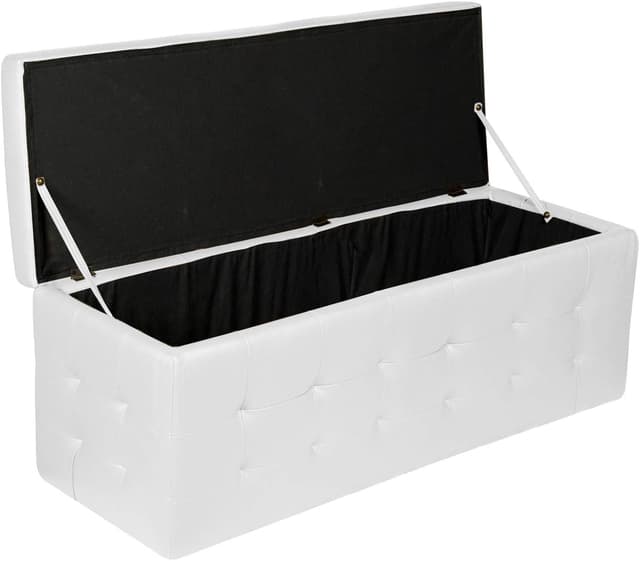 Thumbnail 6 de Pouf contenitore in finta pelle bianco 45 cm