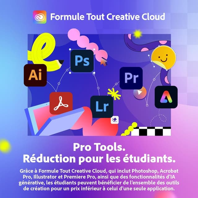 Detalle 2 de Adobe Creative Cloud Pro 1 an pour étudiants