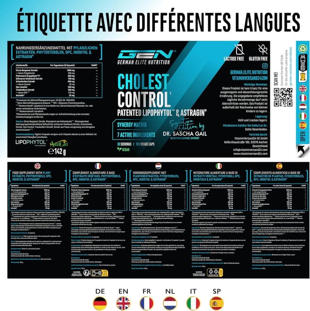 Thumbnail 6 de Cholest Control 180 gélules — complexe de stérols végétaux et extraits standardisés (lipophytol, bergamote, ail noir, artichaut)