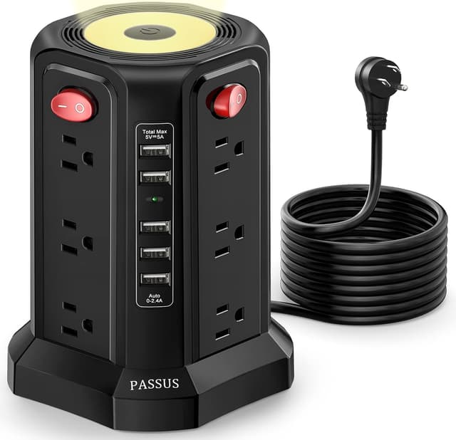 Imagen de PASSUS Power Tower Surge Protector 12 Outlets en OfertitasTOP