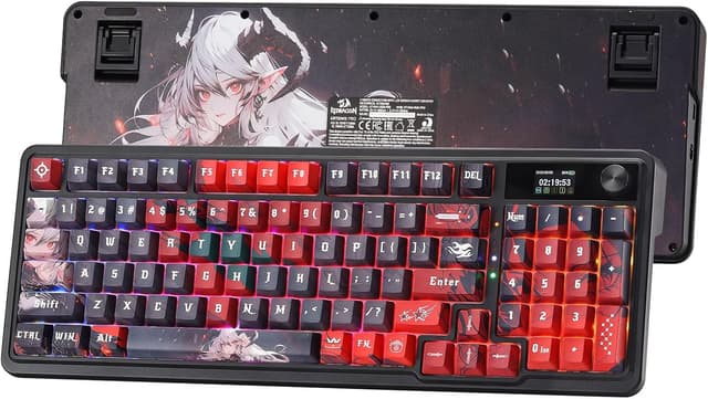 Detalle de Redragon K719 Pro Gasket clavier mécanique 95 touches avec écran TFT 1,14" et bouton rotatif (US QWERTY)