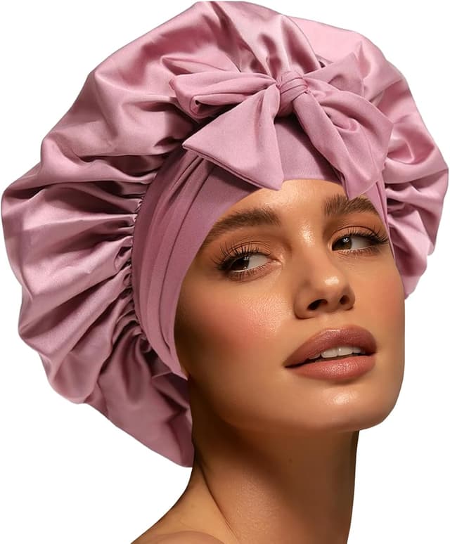 Detalle de Silk Bonnet for Women Satin Sleep Bonnet with Elastic Tie Band (Large Sleep Cap)