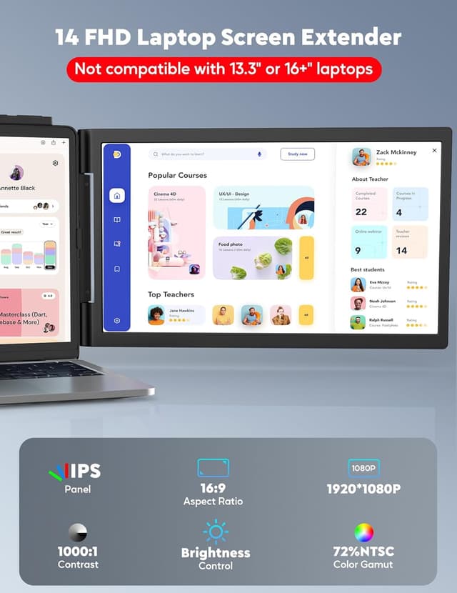 Detalle 2 de HONGO Laptop Screen Extender 14" FHD