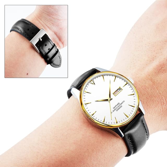 Thumbnail 2 de BINLUN Leder Silikon Uhrenarmband 22mm