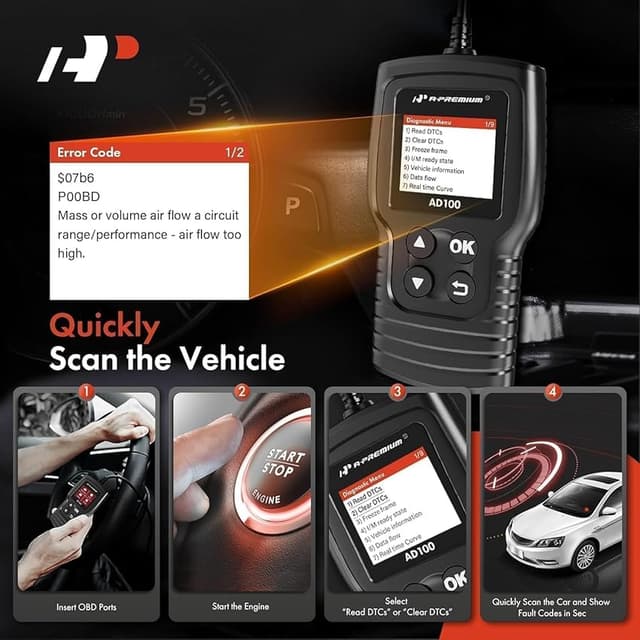 Thumbnail 1 de A-Premium AD100 OBD2 Scanner for Cars