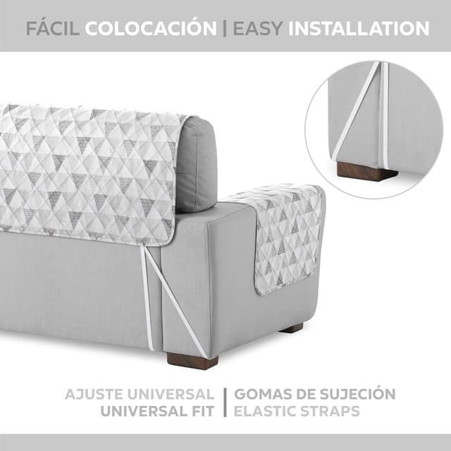 Detalle de Textil-home Copridivano per chaise longue con penisola Malu 240 cm – salvadivano trapuntato universale