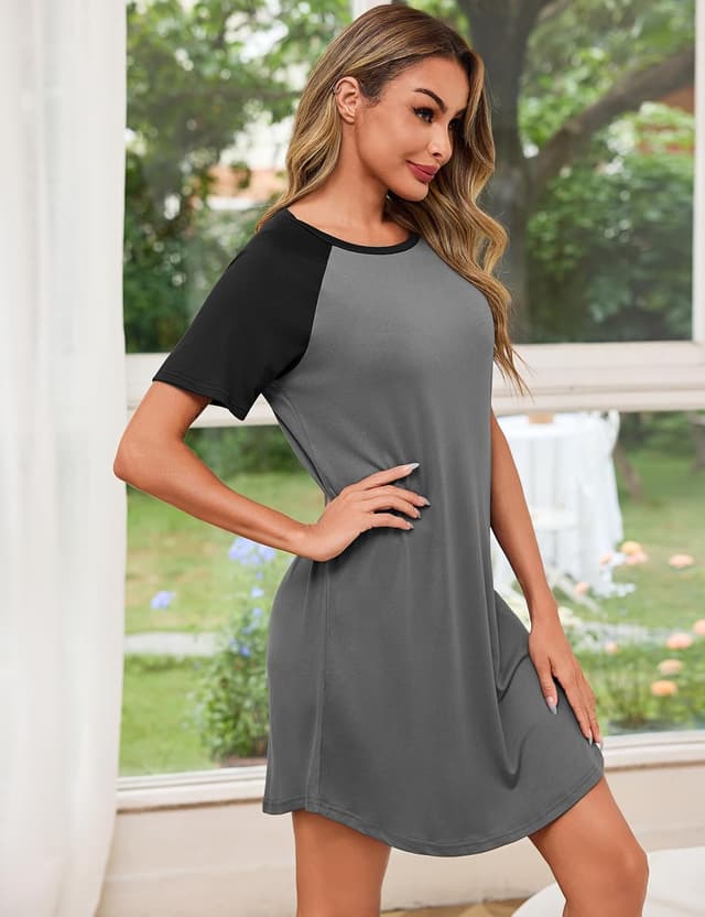 Detalle 2 de Uniexcosm Chemise de nuit femme en coton à manches courtes (grande taille)