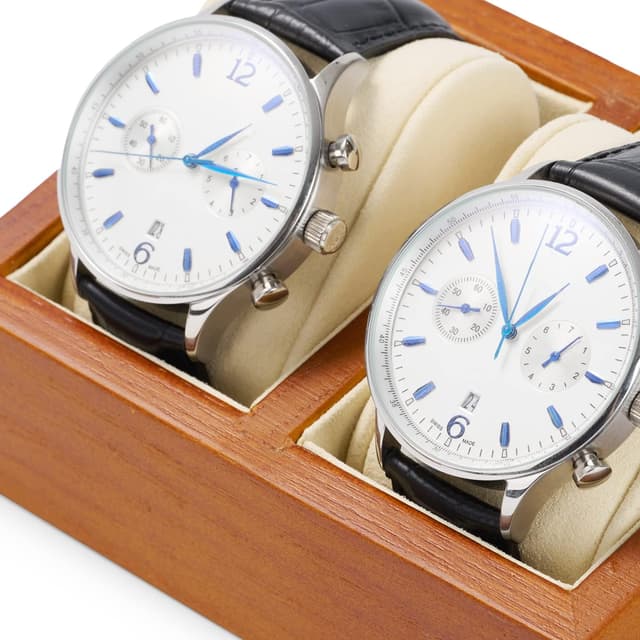 Thumbnail 3 de Papten Caja para 2 Relojes de Madera 🌳 Joyero Beige
