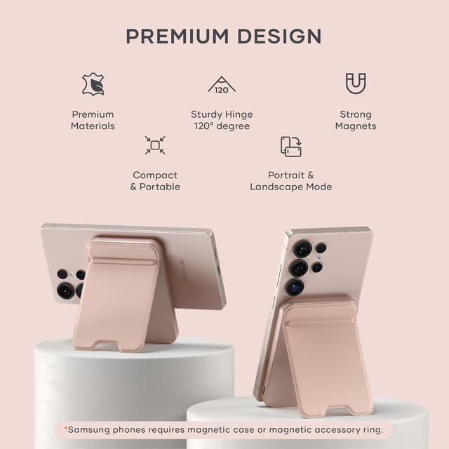 Detalle de SATECHI OntheGo™ Power Bank MagSafe 5000mAh con supporto integrato e ricarica Qi2 da 15W (Rose)