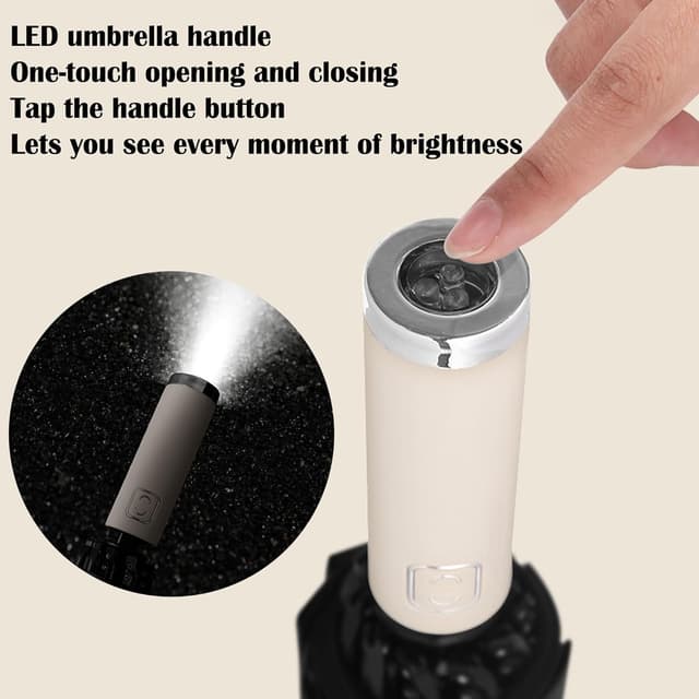 Detalle 2 de Travel Umbrella, Compact LED light, Windproof reverse folding auto open/close