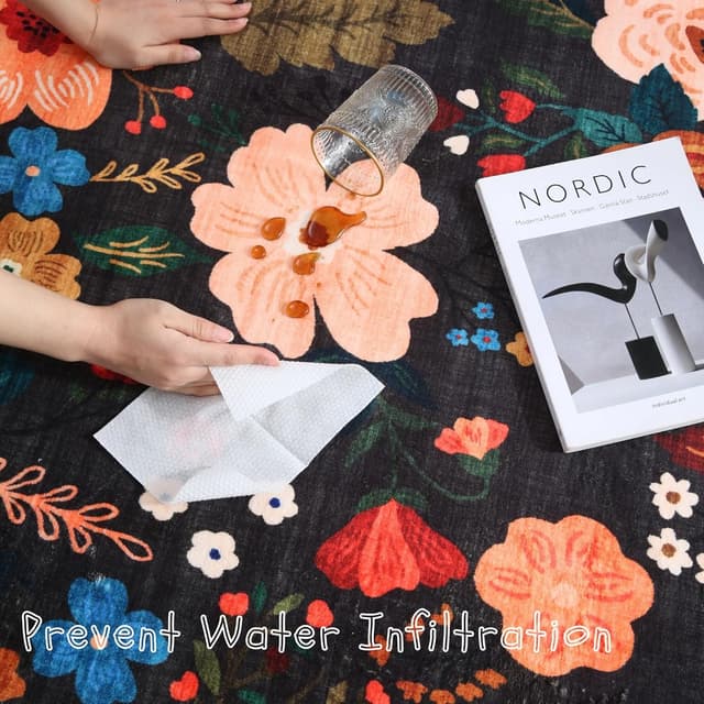 Thumbnail 1 de Rugcomf Area Rug 9x12 Boho Floral Low Pile 🏡