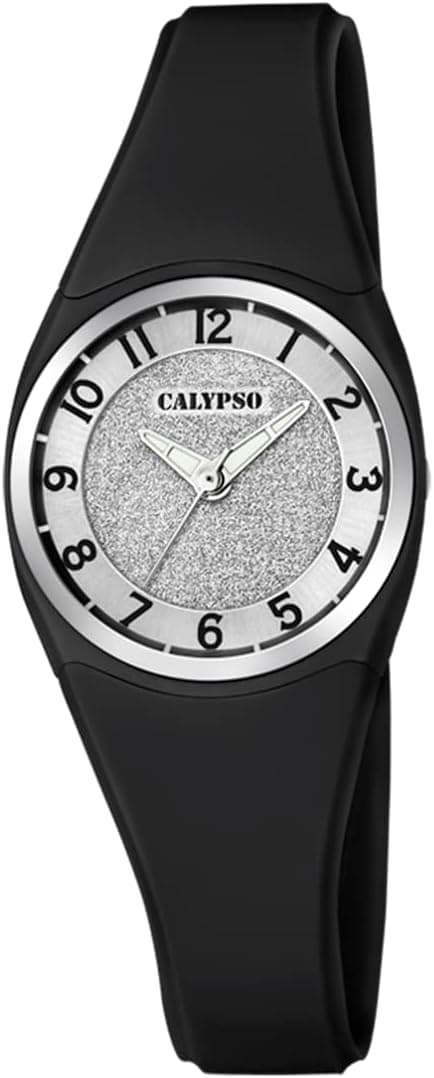 Detalle de Calypso K5752/6 : montre femme analogique quartz étanche 10 ATM au bracelet en caoutchouc noir
